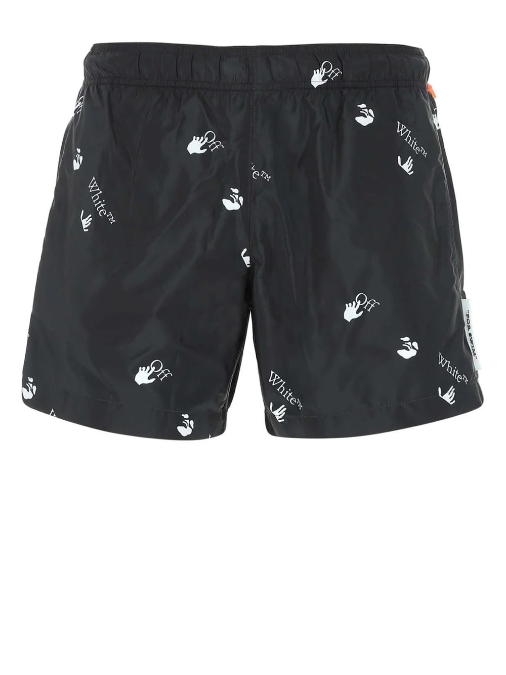 Off-White Black Swim Trunks with White Logo Print